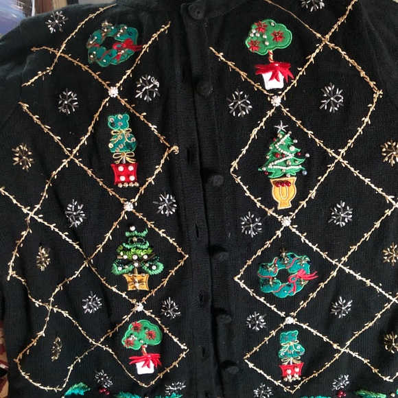 Vintage Holiday Button Up Sweater OHI Brand - Picture 2 of 6